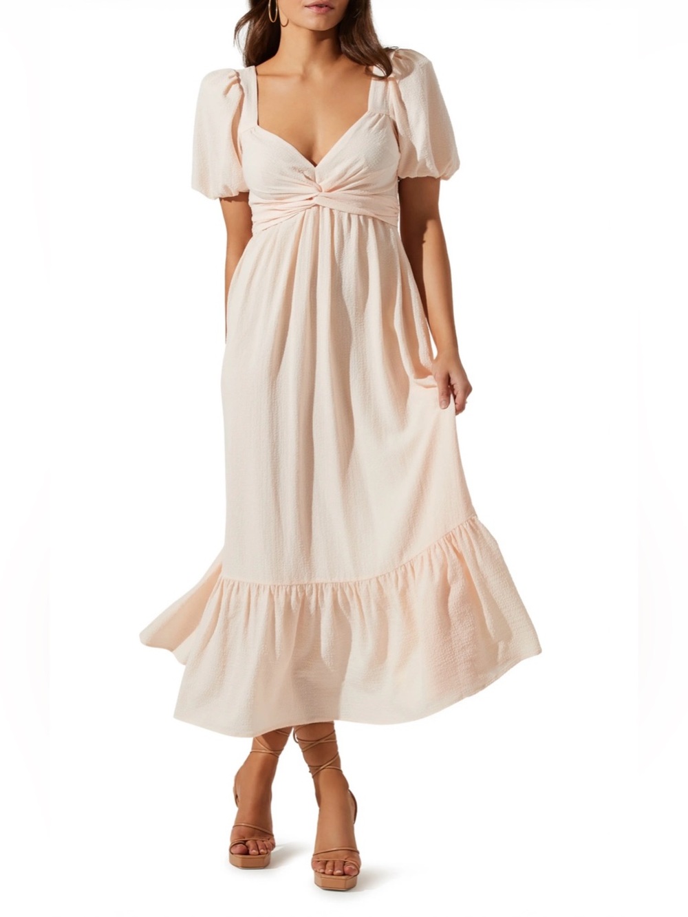 ASTR the Label Tie Back Puff Sleeve
Midi Dress